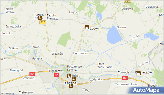 mapa Stara Wieś-Kolonia gmina Łęczna, Stara Wieś-Kolonia gmina Łęczna na mapie Targeo