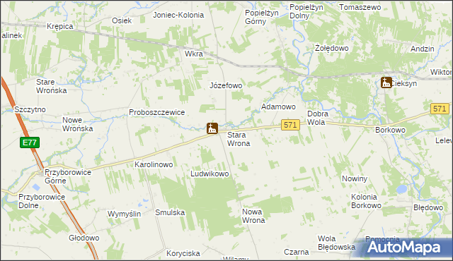 mapa Stara Wrona, Stara Wrona na mapie Targeo