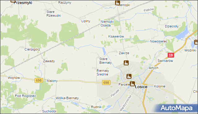 mapa Stare Biernaty, Stare Biernaty na mapie Targeo