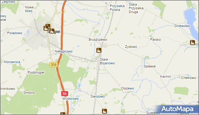 mapa Stare Bojanowo, Stare Bojanowo na mapie Targeo