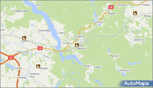 mapa Stare Jabłonki, Stare Jabłonki na mapie Targeo