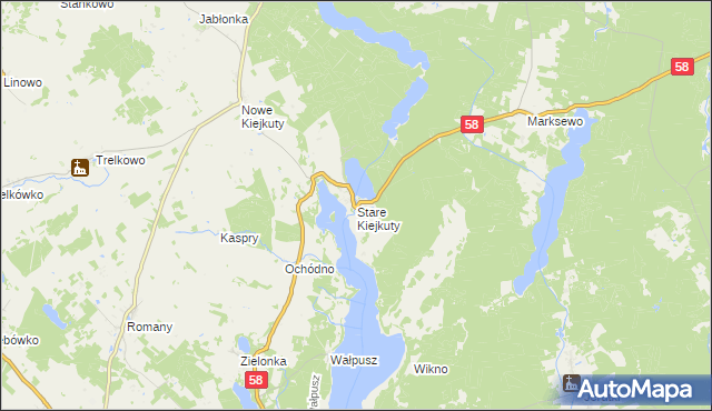 mapa Stare Kiejkuty, Stare Kiejkuty na mapie Targeo