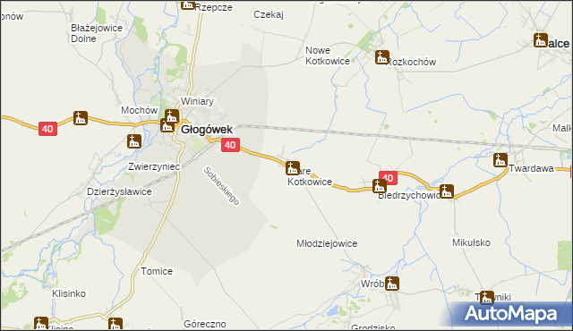 mapa Stare Kotkowice, Stare Kotkowice na mapie Targeo