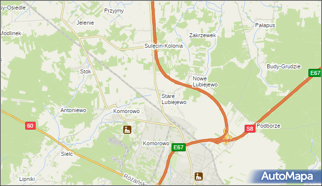 mapa Stare Lubiejewo, Stare Lubiejewo na mapie Targeo