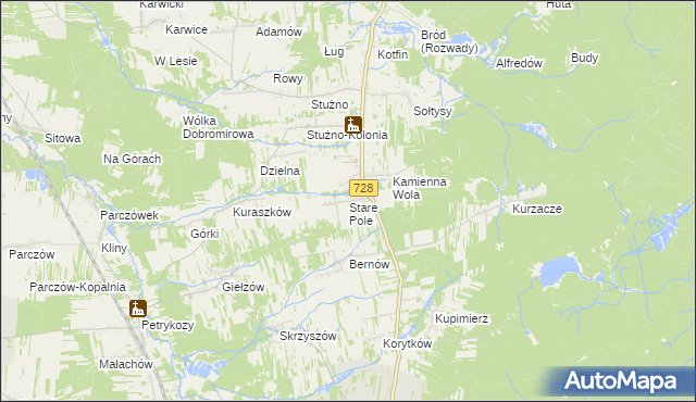 mapa Stare Pole gmina Gowarczów, Stare Pole gmina Gowarczów na mapie Targeo