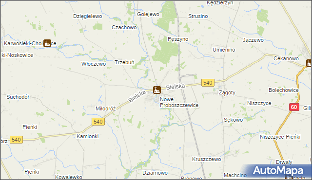 mapa Stare Proboszczewice, Stare Proboszczewice na mapie Targeo