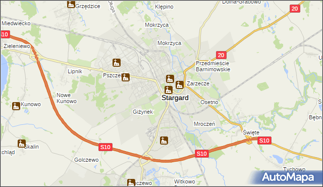 mapa Stargard, Stargard na mapie Targeo