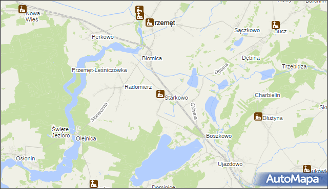 mapa Starkowo gmina Przemęt, Starkowo gmina Przemęt na mapie Targeo