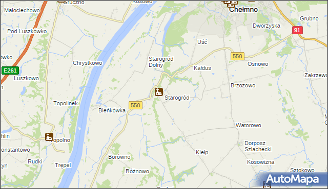 mapa Starogród gmina Chełmno, Starogród gmina Chełmno na mapie Targeo