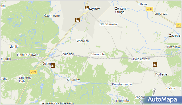 mapa Staropole gmina Przyrów, Staropole gmina Przyrów na mapie Targeo