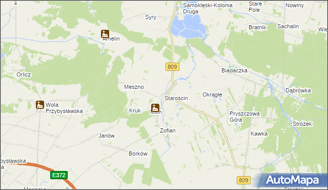 mapa Starościn gmina Kamionka, Starościn gmina Kamionka na mapie Targeo
