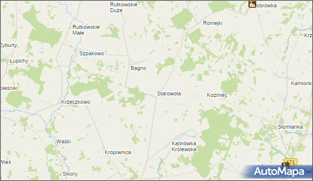 mapa Starowola gmina Jaświły, Starowola gmina Jaświły na mapie Targeo