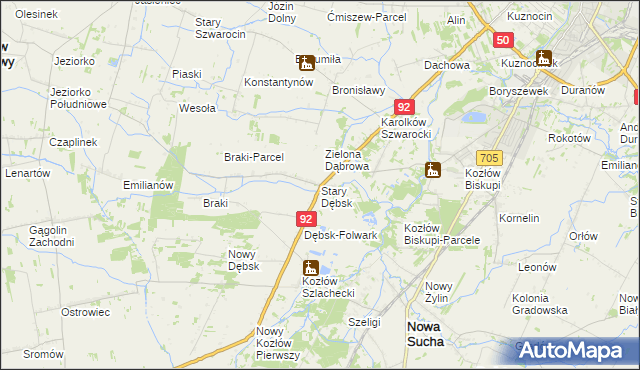 mapa Stary Dębsk, Stary Dębsk na mapie Targeo