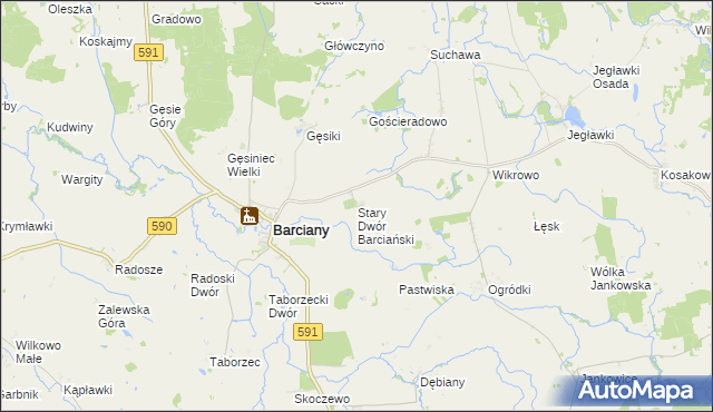 mapa Stary Dwór Barciański, Stary Dwór Barciański na mapie Targeo