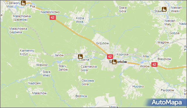 mapa Stary Grzybów, Stary Grzybów na mapie Targeo