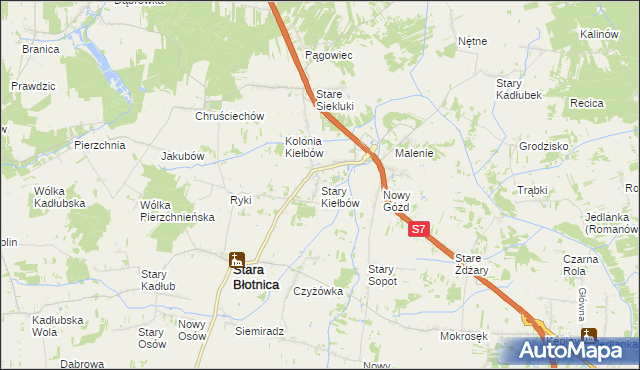 mapa Stary Kiełbów, Stary Kiełbów na mapie Targeo