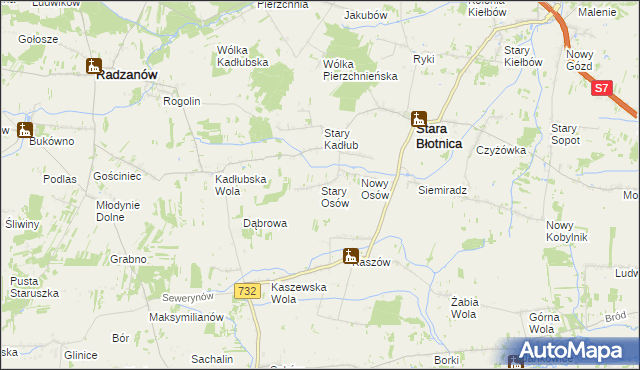 mapa Stary Osów, Stary Osów na mapie Targeo