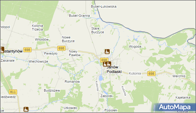 mapa Stary Pawłów, Stary Pawłów na mapie Targeo