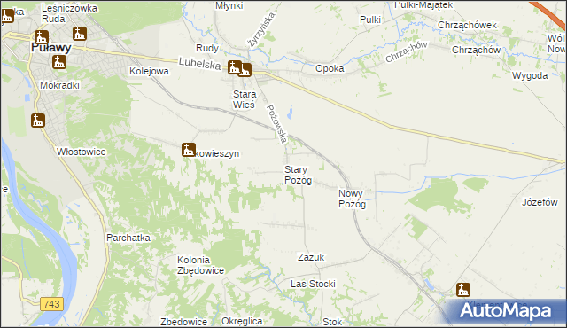 mapa Stary Pożóg, Stary Pożóg na mapie Targeo