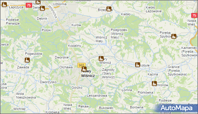 mapa Stary Wiśnicz, Stary Wiśnicz na mapie Targeo