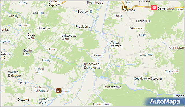 mapa Stawki gmina Głowaczów, Stawki gmina Głowaczów na mapie Targeo