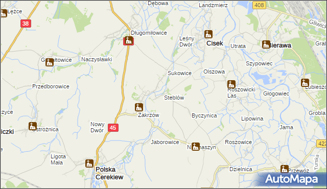 mapa Steblów gmina Cisek, Steblów gmina Cisek na mapie Targeo