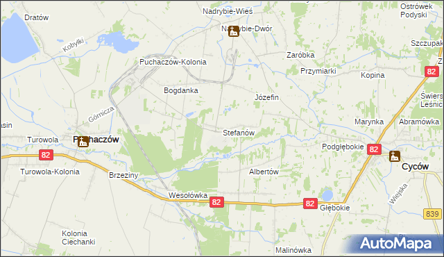 mapa Stefanów gmina Cyców, Stefanów gmina Cyców na mapie Targeo