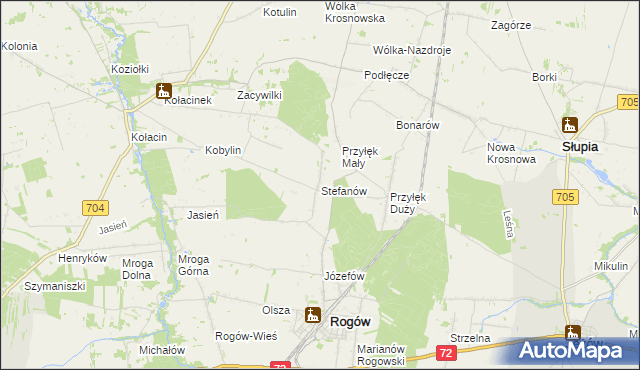 mapa Stefanów gmina Rogów, Stefanów gmina Rogów na mapie Targeo