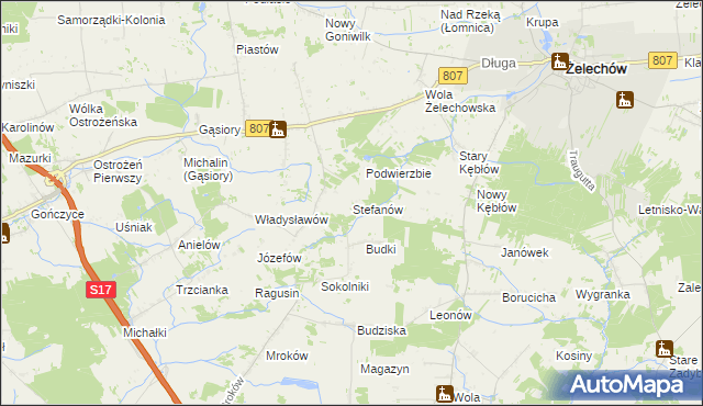 mapa Stefanów gmina Żelechów, Stefanów gmina Żelechów na mapie Targeo