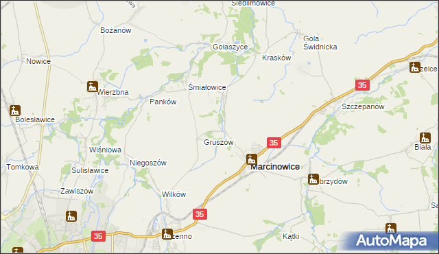 mapa Stefanowice gmina Marcinowice, Stefanowice gmina Marcinowice na mapie Targeo