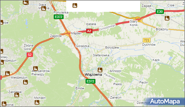 mapa Stefanówka gmina Wiązowna, Stefanówka gmina Wiązowna na mapie Targeo