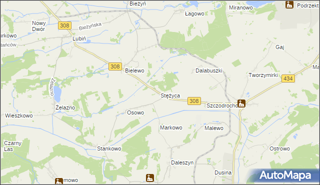 mapa Stężyca gmina Gostyń, Stężyca gmina Gostyń na mapie Targeo