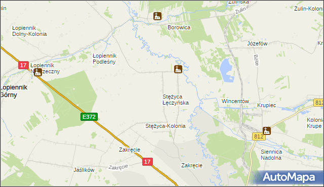 mapa Stężyca Łęczyńska, Stężyca Łęczyńska na mapie Targeo