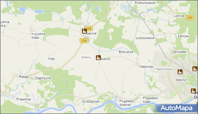 mapa Stobno gmina Wołów, Stobno gmina Wołów na mapie Targeo