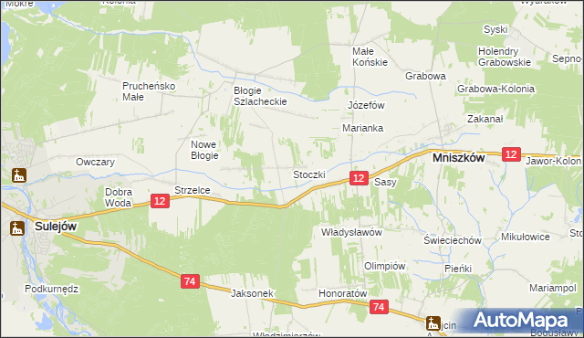 mapa Stoczki gmina Mniszków, Stoczki gmina Mniszków na mapie Targeo