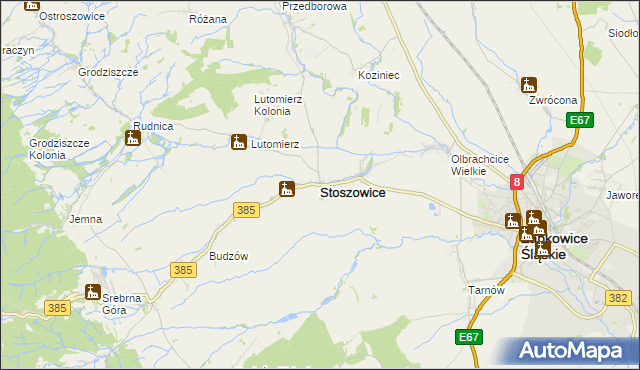 mapa Stoszowice, Stoszowice na mapie Targeo