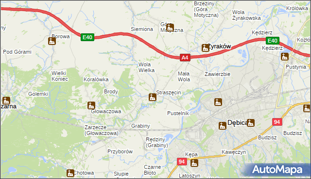 mapa Straszęcin, Straszęcin na mapie Targeo