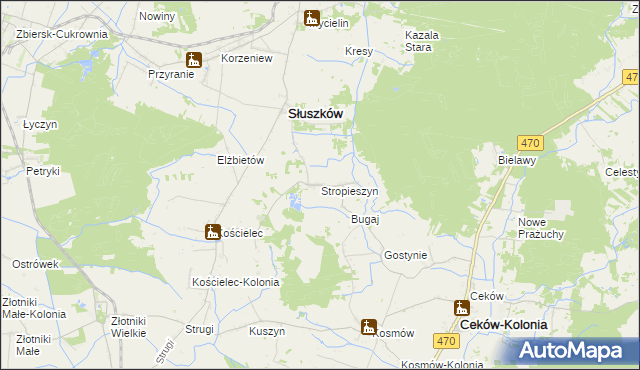 mapa Stropieszyn gmina Mycielin, Stropieszyn gmina Mycielin na mapie Targeo