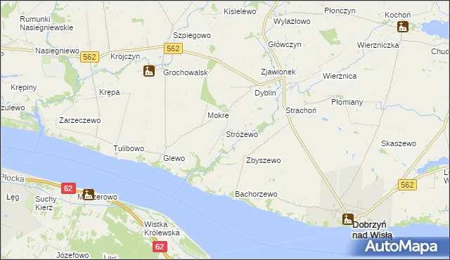 mapa Stróżewo gmina Dobrzyń nad Wisłą, Stróżewo gmina Dobrzyń nad Wisłą na mapie Targeo