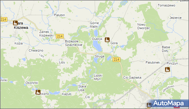 mapa Struga gmina Stara Kiszewa, Struga gmina Stara Kiszewa na mapie Targeo