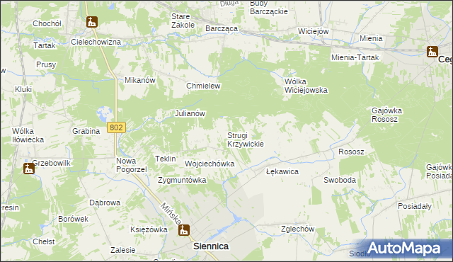 mapa Strugi Krzywickie, Strugi Krzywickie na mapie Targeo