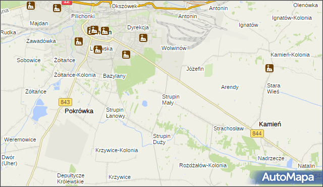 mapa Strupin Mały, Strupin Mały na mapie Targeo