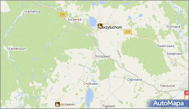 mapa Struszewo, Struszewo na mapie Targeo