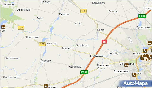 mapa Strychowo, Strychowo na mapie Targeo