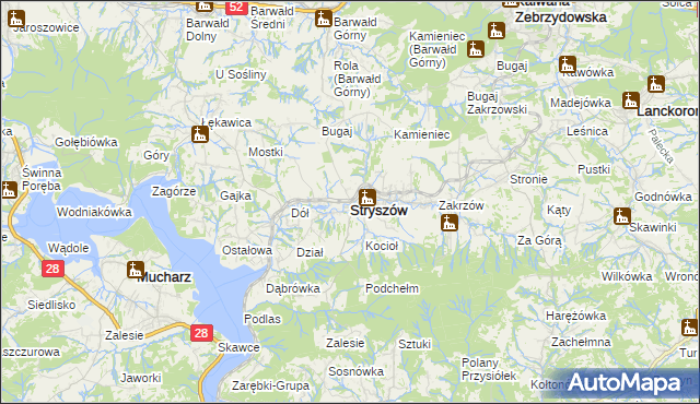 mapa Stryszów, Stryszów na mapie Targeo