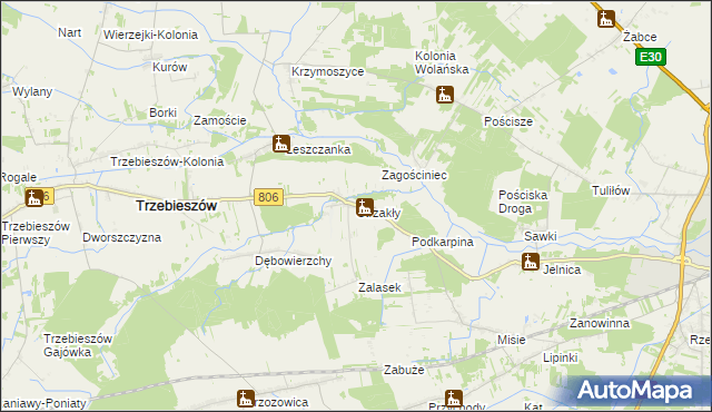 mapa Strzakły, Strzakły na mapie Targeo