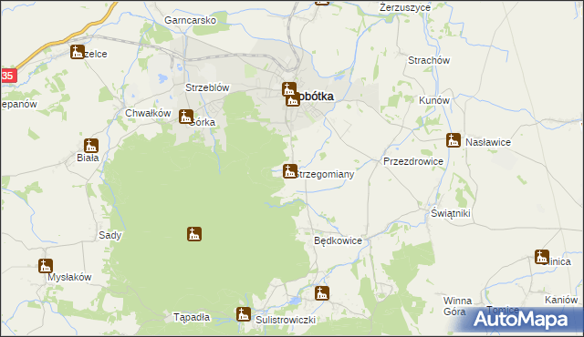 mapa Strzegomiany, Strzegomiany na mapie Targeo