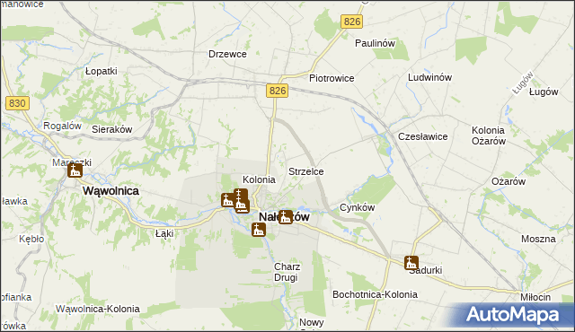 mapa Strzelce gmina Nałęczów, Strzelce gmina Nałęczów na mapie Targeo