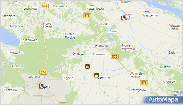 mapa Strzemeszno, Strzemeszno na mapie Targeo