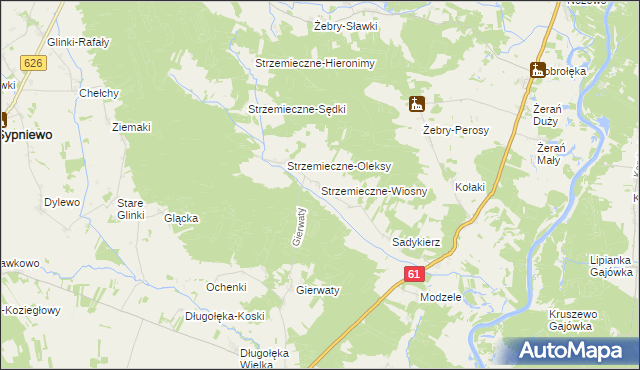 mapa Strzemieczne-Wiosny, Strzemieczne-Wiosny na mapie Targeo